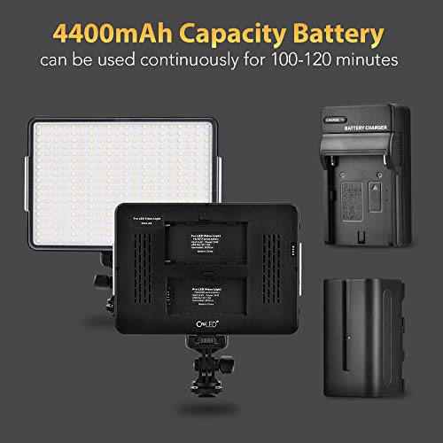 360 LED Video Light Panel, Dimmable Camera Camcorder Video Light, 3200k-5600k Portable Photography Lighting with 4400mAh Battery and Charger for Canon, Nikon, Pentax, Sony and Olympus DSLR Camera