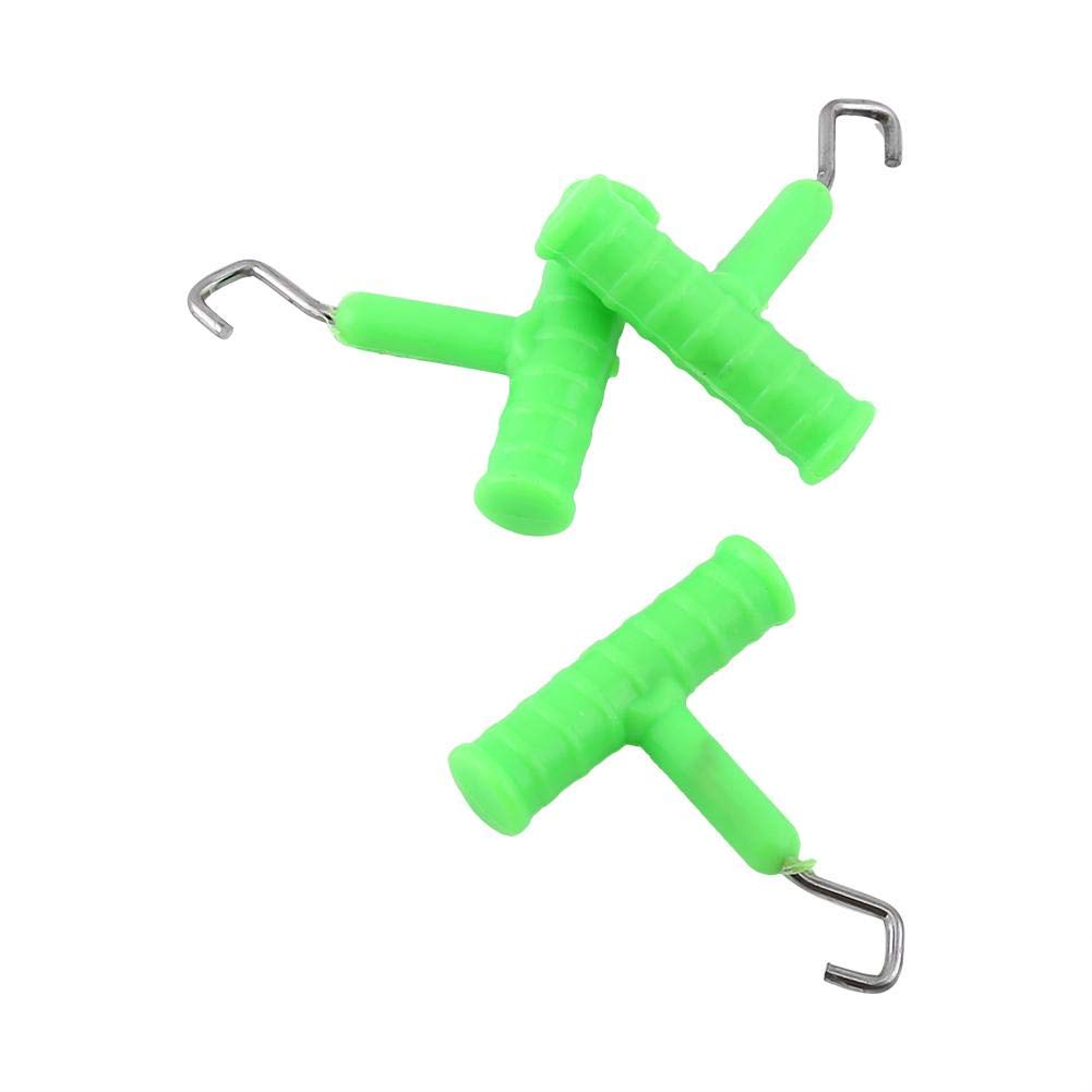 Qiterr Fishing Knot Puller, 3pcs Green High Carbon Steel Fishing Hook Tying Tool, Easy to Use for Carp Fishing