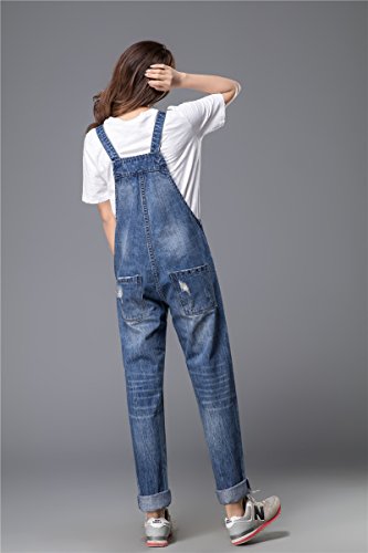 Skirt BL Women Sweet Plus Size Blue Baggy Ripped Cuffed Jean Rompers Rib Overall