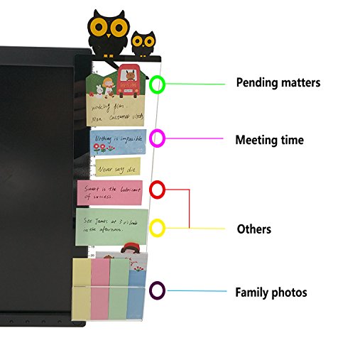 Goblin's Treasures Excelity Concise Monitor Message Board/Computer Monitors Side Panel/Notes Memo Board Message for Monitors,1Set (Left & Right) (owl)