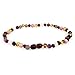 Baltic Amber Teething Necklace (Unisex, 12.5 Inches) with Semi-Precious Gemstones - Matte Smoky Quartz, Rhodonite, Matte Rose Quartz, Matte Amethyst. Lab-Tested, 100% Certified - Teething Pain Relief