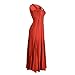 Women's Summer Sleeveless Pleated Round Neck Plus Size Maxi Tank Dress Red 2xl