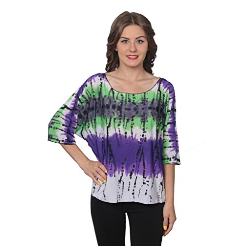 Active Club Oversized Tie-Dye Loos Fashion Top Blouse - Plus size - Purple - Medium