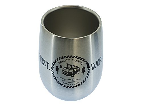 Camp First, Work Later Stemless Wine Glass