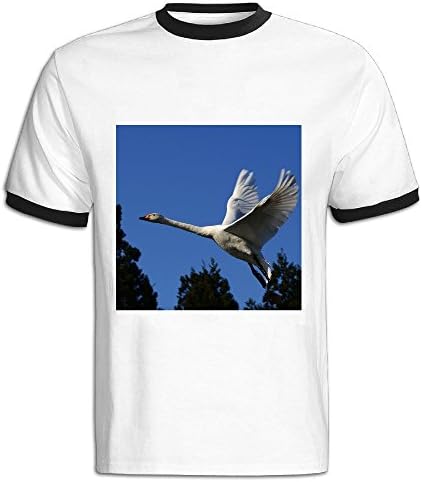 BUDELIAO Sky Wood Bird Wild Bird Waterfowl Swan Little Swan Wings Flying Free Wildlife Hit Color Tshirt For Men