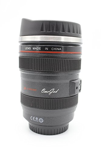 OmeGod New Looks Like SLR Lens 24-105mm Stainless Steel Travel Coffee Mug/ Cup with Sipping Lid & Holding Bag(Sipping Lid, Black)