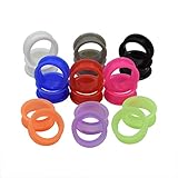 Longbeauty 9 Pair Silicone Ear Skins Gauges Plugs Expander Tunnels-Soft Flesh Tunnels 9 Colors