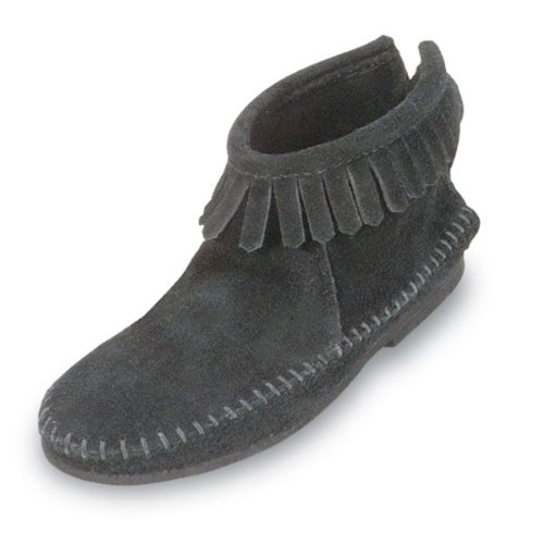 Minnetonka Women's Back Zipper Bootie,Black,7 M US