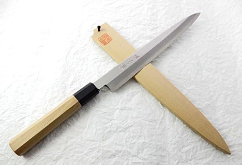 YuiSenri Original Pro Knife/VG-10 HONGASUMI Japanese Professional Yanagiba(Sashimi Knife), with Wooden Saya Cover & Ebony Saya Pin (210mm/8.3")