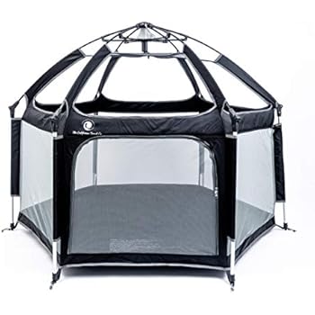 Pop 'N Go - The World's Best Kids Playpen - Lightweight & Portable - For Inside or Outdoor Use - Safety Locks Keep Playpen Firmly Planted and Secure -Free UV Shade with Every Order!(Black and Gray)