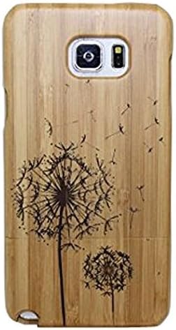 Note 5 Case,Saler-lee Unique Real Handmade Natural Wood Wooden Hard Bamboo Shockproof Case for Samsung Galaxy Note 5 Dandelion
