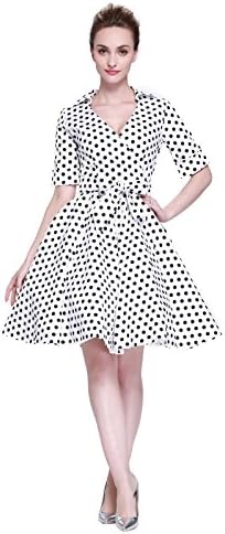 Heroecol Vintage 1950s 50s Dress Style Retro Rockabiily Cocktail V Neck