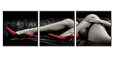Canvas Prints Wall Art Paintings Bottocks Thigh Nude-Photo Woman Red High-Heeled Shoes In Black And White 3 Pieces Panel Modern Framed Artwork The Pictures For Bedroom Decor Nude Photo On Canvas