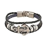 Doinshop Adjustable Bracelet Multilayer Wristband Cuff Jewelry (Anchor Design)