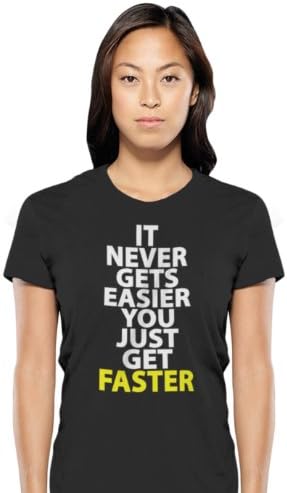 Black Hart Fitness It Never Gets Easier You Just Get Faster Crossfit T-shirt Ladies Black Medium