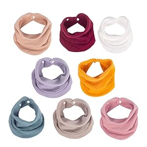 Baby Bibs for Girls, Bandana Drool Bibs for Unisex, Soft Organic Muslin Infinity Scarf Bibs for 0-24 Months – 8 Pack
