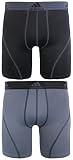 adidas Men's Sport Performance Midway Underwear (2-Pack), Black/Thunder Thunder/Black, LARGE