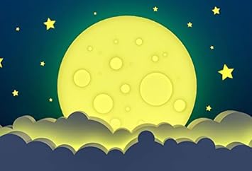 Amazon Com Cartoon Full Moon Background 8x6ft 3d Render Birthday Vinyl Photography Backdrop Night View Blue Sky Clouds Twinkle Stars Sweet Dreams Baby Shower Kids Studio Portraits Shoot Photo Prop Camera