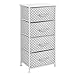 mDesign Tall Dresser Storage Tower Stand with 4 Removable Fabric Drawers - Steel Frame, Wood Top Organizer for Baby, Kid, and Teen Bedroom, Nursery, Playroom, or Dorm - Gray/White Polka Dot