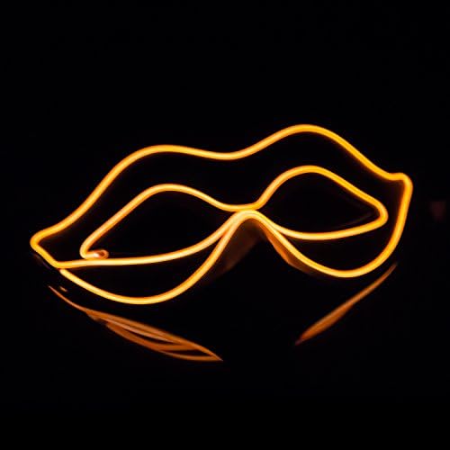 iChase Decorative Mask ,EL Wire Glowing Halloween Cosplay Led Mask Light Up Cool Mask with 4 Modes for Christmas Birthday Party Gift Any Festival Parties (Orange)