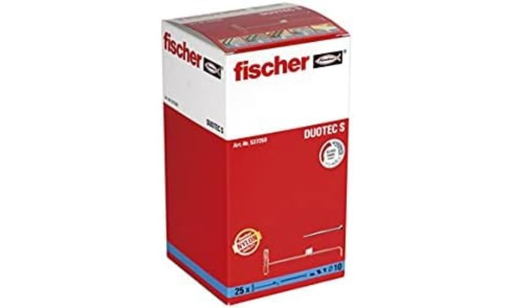 fischer - DuoTec plasterboard dowels, screws for TV bracket 10 mm, box 25 pcs screws + 10 plasterboard dowels