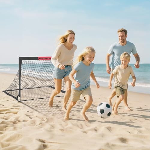 Kids Football Goals for Garden Set – 2 x 4ft x 3ft Portable Football Goals with Size 3 Ball, Pump, Cones & Carry Bag, Pop-Up Kids Football Net, Outdoor Garden Football Training Equipment Boys Gifts