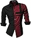 jeansian Men's Slim Fit Long Sleeves Casual Shirts Z014 WineRed M