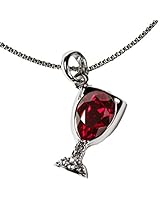 Prefen Wine Glass Necklace, Alloy with Wine Tinted Crystal (Red)
