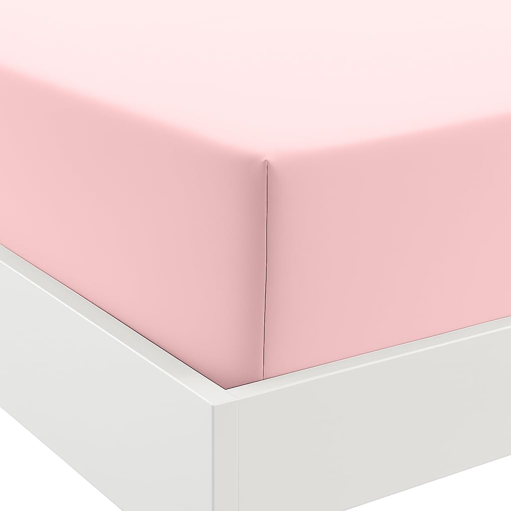 Anti-Allergy Anti-Bacterial Brushed Microfibre Polyester Fitted Bed Sheet - 28cm Depth, Easy Care, Fade Resistant (Pink, Double)