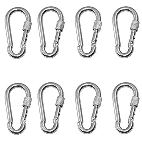 PLRB TOYS 8pcs Locking Carabiners, Heavy Duty Carabiner, 316 Stainless Steel Screw Lock Carabiner Hooks