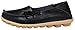 Serene Womens Black Leather Cowhide Casual Lace Up Flat Driving Shoes Boat Slip-On Loafers - Size 8