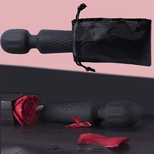 JTTVO Personal Wand Massager for Women - Premium with 8 Speeds 20 Patterns - Cordless Powerful Quiet and Handheld - USB Rechargeable Vibrating Massager for Back and Neck Relief - Black - Thumbnail 6