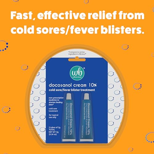 Wellness Basics Docosanol Cream 10% | Cold Sore Treatment | Shortens Healing Time | 0.07 oz - 2 Tubes