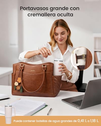 LOVEVOOK Women's Large Waterproof PU Leather Laptop Bag 15.6 Inch Laptop for Work Office School