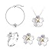 ISAACSONG.DESIGN Sterling Silver Daisy, Cherry Flower Necklace Earrings Bracelets Ring Set for Women and Girls