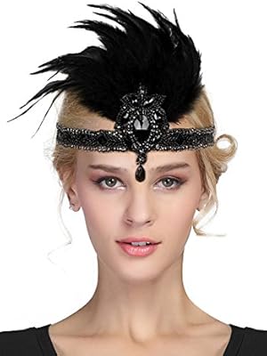 Women S Vintage 1920s Great Gatsby Flapper Headband Feather