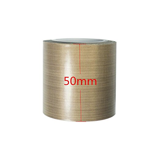 PTFE Coated Fabric Tape Teflon Adhesive Tape High Temperature Vacuum, Hand and Impulse Sealers Machine Sealing Tape 0.18mm Thick (50mm-5M)