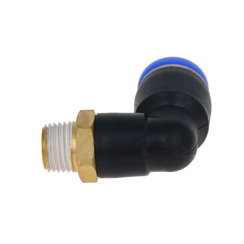 PL8-01 Tube Fitting, Push to Connect Tube Male Elbow 8mm Tube OD, G1/8" Male Thread Pneumatic Air Push Fit Blue 5pcs