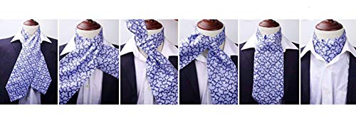 MOHSLEE Men's Paisley Floral Ascot Woven Silk Cravat Neckties Pocket Square Set - Thumbnail 6