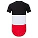 OLRIK Men's Hipster Hip Hop Short Sleeve Hit Colour Side Zipper T Shirt Black M