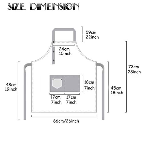 Homsolver Two Pockets Adjustable Bib Adult Apron - Extra Long Ties - Kitchen Apron, Money Apron, Waitresses Apron - Cooking Kitchen Aprons Women Men (Red, One Size) - Thumbnail 4