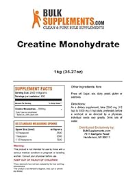 Polvo micronizado de creatina monohidrato de BulkSupplements, 99,99% fórmula pura...