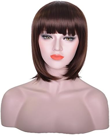 Aogsy Bob Hair Wigs for Women Natural Short Girl Straight Party 12" (Brown)
