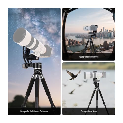 NEEWER GM102 Cabezal Gimbal para Trípode Monópode Teleobjetivos, 360° Cabezal Trípode Cámara Panorámica, Ajuste 3 Ejes, Aleación Aluminio CNC Resistente, Liberación Rápida Tipo Arca, Carga Máx 15 kg