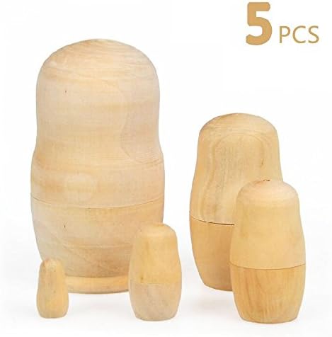 Gou Le 2 Pack Set of 10pcs Unpainted Russian Nesting Doll , Blank Doll , Make Your Own Doll