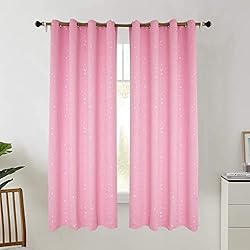 ZJXSNEH Shiny Silver Star Moon Blackout Curtains