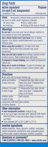CLARITIN CHILDREN’S 2 HOUR NON-DROWSY ALLERGY ORAL SOLUTION 5 MG/ 5 ML, GRAPE 4 FL OZ