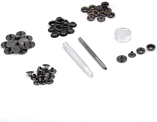 Trimming Shop 15mm, 10Pcs Gunmetal Large Press Studs with Fixing Kit, Heavy Duty Nickle Free for Leathercraft Clothing, Bags