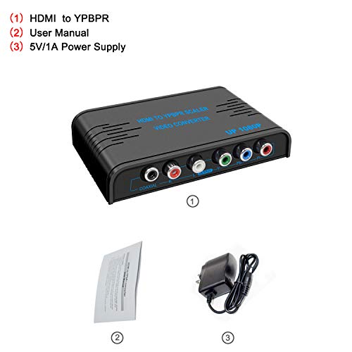 HDMI to YPbPr, HDMI to Component Converter Coaxial and R/L Audio Output, HDMI to RGB Converter Support 1080P@60Hz for DVD PSP Xbox 360 PS2 Nintendo HDTV Monitor