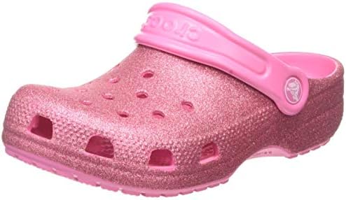 Crocs Kids' Classic Glitter Clog, Pink 